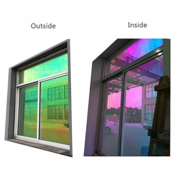 137x1000cm/54x33ft Decorative Building Window Films Rainbow Effect Privacy Window Clings Self-Adhesive Glass Vinyl