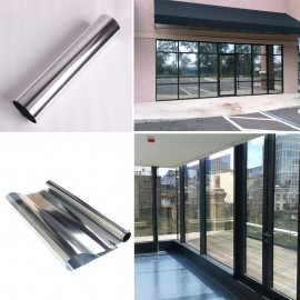 0.9x3m One Way Silver Window Film Anti UV Static Cling Window Film Decorative Heat Control Privacy Glass Tint for Home Office