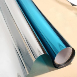1.52x20m Blueamp;Silver One Way Mirror Reflective Anti UV Self Adhesive Solar Film Decorative Heat Control Privacy Glass Tint