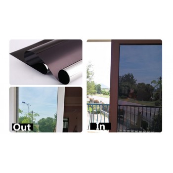 20X16ft(0.5X5m)Silveramp;Black Building Windom Tint Film for House Office Privacy One-Way Mirrored Effected Glass Tint Vinyl
