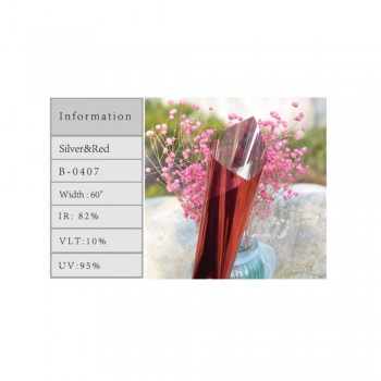 0.7x20m Silver Red Tint Window Glass Film Reflective Solar Film for Home,Building Vinyl 27.5x66ft Roll