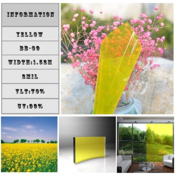 75% Gold Yellow Window sticker 1.52*10m roll Self-Adhesive building window,home window tints