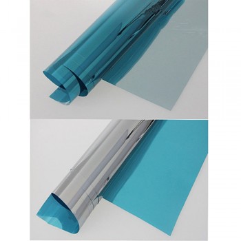 50x300cm Window Screen Film Tint Heat Block Mirror Film Self Adhesive One Way Home Privacy Decorative Sticker,Blue-Sliver