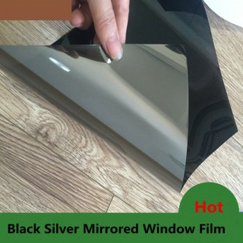 20X10ft(0.5X3m) Reflective Solar Mirror Window Silver Black Tint Film One Way Privacy Glass Sticker UV Protection Decoration