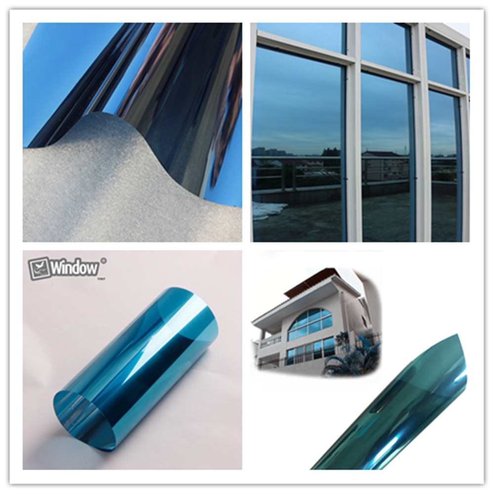 50cm x 152cm 1pcs Glossy Reflective Blueamp;Silver Decoration Films Window Foils