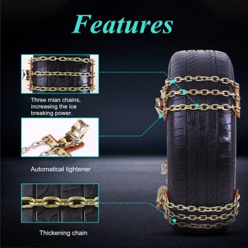 New 3 Chains Balance Design Anti-skid Chain Wear-resistant Steel Car Snow Chains For Ice/Snow/Mud Road Safe For Driving