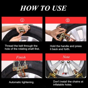 New 3 Chains Balance Design Anti-skid Chain Wear-resistant Steel Car Snow Chains For Ice/Snow/Mud Road Safe For Driving