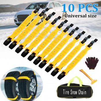 1/5/10pcs Tire  Anti-Skid Snow Chains TPU Car SUV Winter Safe Driving Anti-Slip Belt For Ice Snow Sand Mud Road +Bag+Gloves