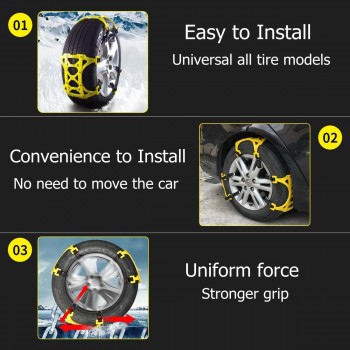 Audew 1/3/6pcs TPU Snow Chains Universal Car Suit Tyre Winter Roadway Safety Tire Chains Snow Climbing Mud Ground Anti Slip