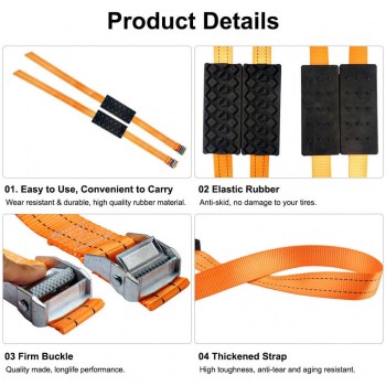 Universal 2 Pcs 1M Rubber Car Tire Anti-Skid Block Vehicle Emergency Winter Snow Chain Anti-Skid cars trucks first aid Orange
