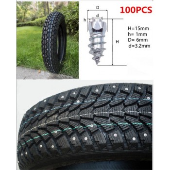 100 Pcs Stud Screw 15mm Anti-Slip Screw Stud Wheel Tyre Snow Tire Spikes Trim Auto Accessories for Auto Car SUV ATV