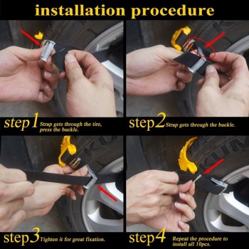 1PCS Yellow Plastic Beef Tendon Wheel Tire Anti-skid Snow Chains Car Tire Snow Chains Universal For 145-295 mm