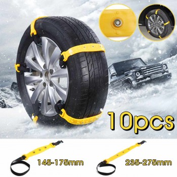 10pcs Car Snow Tyre Chains Belt Beef Tendon Anti-skid TPU Chain Winter Truck Tire Snow Adjustable Anti-skid Safety 50cm 37.5cm