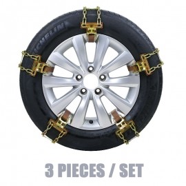 Universal 3 Pieces Snow Chains Durable Manganese Steel Car Tire Anti-skid Chain Easy  Belt For  Ice Sand Road