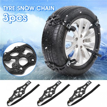 3x 8x UNIVERSAL Black Winter Car Tire Snow Adjustable Anti-skid Safety Double Snap Skid Wheel TPU Chains For Truck