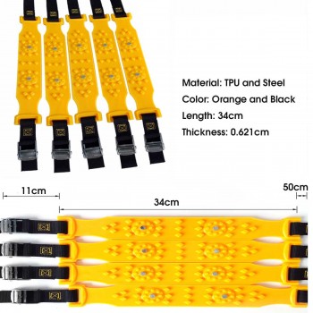10pcs/Set Car Winter Tyre Snow Chains Roadway Safety Tire Snow Adjustable Anti-skid Safety Double Snap Skid Wheel TPU Chains