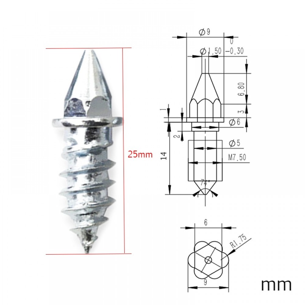 50pcs/set Length 25mm Car Tires Studs Spikes Wheel Snow Chains For Car Vehicle Truck Motorcycle Tires Winter