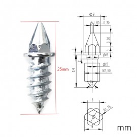 50pcs/set Length 25mm Car Tires Studs Spikes Wheel Snow Chains For Car Vehicle Truck Motorcycle Tires Winter