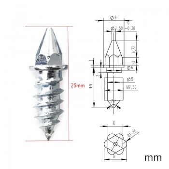 50pcs/set Length 25mm Car Tires Studs Spikes Wheel Snow Chains For Car Vehicle Truck Motorcycle Tires Winter
