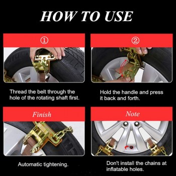 High Quality S/M/L Wear-resistant Steel Car Snow Chains Balance Design Anti-skid Chain For Ice/Snow/Mud Road Safe For Driving