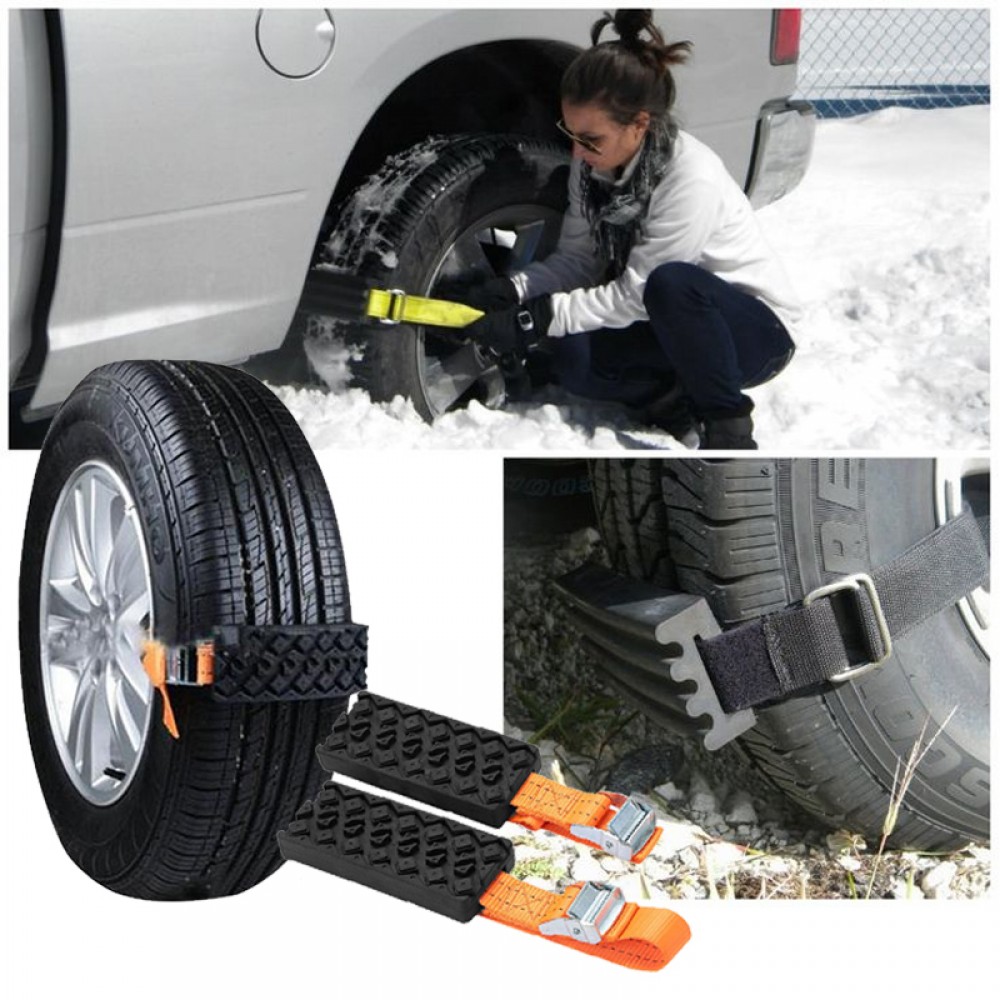 Free Shipping 2PCS Car Snow Chains Anti-Skid Snow Mud Road Safety Protector Adjustable Car Tire Wheel Chains Tyre Strap Belt