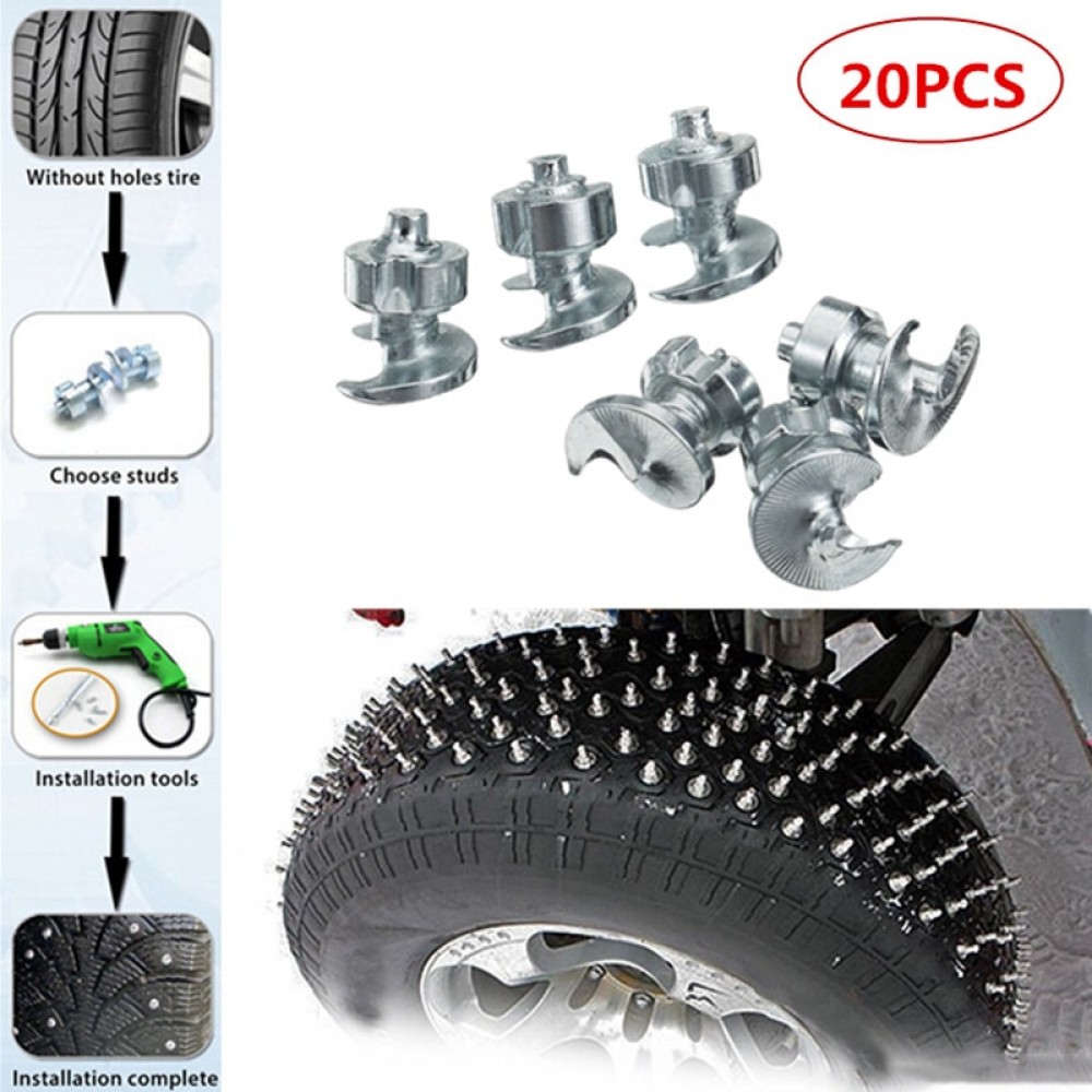 20PCS 9.8*7.9mm Car Tires Studs Screw Spikes Wheel Tyres Snow Chains Studs For Motorcycle Non-Slip Shoes Boots Van ATV Winter
