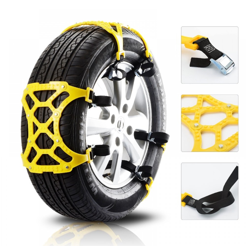 6Pcs/Set Car TPU Snow Chains Universal Double Buckles Car Winter Roadway Safety Tire Chains Snow Climbing Mud Ground Anti Slip