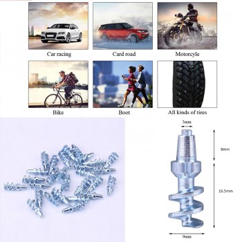 50 pcs/lot Universal Car Tires Studs Spikes Wheel Tyres Snow Chains 9x24.5mm Studs For Motorcycle Car Vehicle Truck Tires Winter