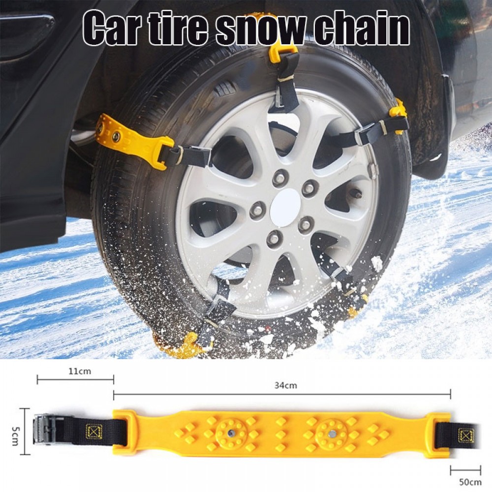 Vehemo TPU Yellow Snow Tire Belt Vihecle Tyre Snow Chain Anti-Skid Chains Universal Durable Climbing Mud Ground