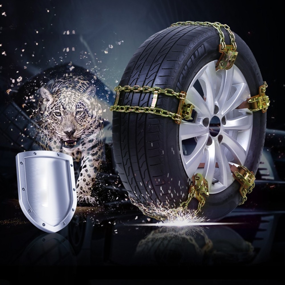 High quality Gold Metal 6Pcs Winter Anti-skid Chains for Car Snow Mud Wheel Tyre Thickened Tire Tendon Universal Emergency Safe