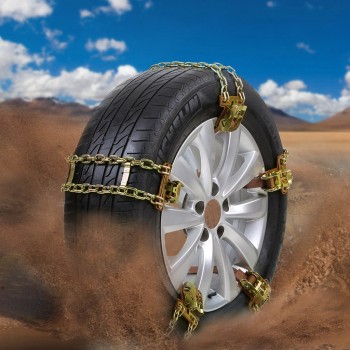 High quality Gold Metal 6Pcs Winter Anti-skid Chains for Car Snow Mud Wheel Tyre Thickened Tire Tendon Universal Emergency Safe