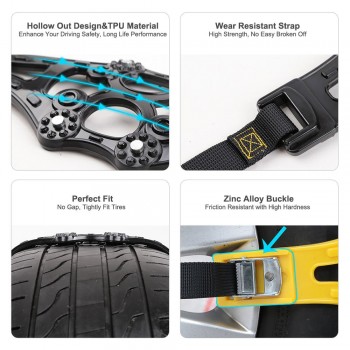 4Pcs/ Set Universal Winter Anti-skid Tire Chain Auto Car Snow Security Tire Adjustable Anti-skid Safety Double Snap Skid Wheel