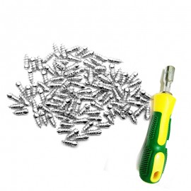 100pcs/lot Stud Screw 15mm Anti-Slip Screw Stud Wheel Tyre Snow Tire Spikes Trim with Install Sleeve Tool for Auto Car SUV ATV