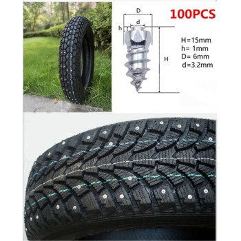 100pcs/lot Stud Screw 15mm Anti-Slip Screw Stud Wheel Tyre Snow Tire Spikes Trim with Install Sleeve Tool for Auto Car SUV ATV