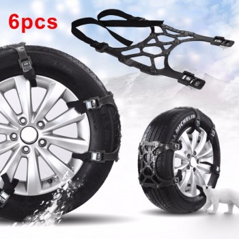 6pcs Car Snow Tire Anti-skid Chains Wheel Antiskid Universal Winter Roadway Safety Tire Chain Snow Climbing Mud Ground Anti Slip