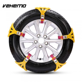 Vehemo Yellow Anti-Skid Chains Roadway Safety Snow Chain SUV Snow Tire Belt for Emergency Wheel Accessories