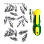 100Pcs Car Wheel Anti Slip Screw Stud Steel Winter Tire Snow Nail Spike Anti-Slip Screws With gift installation tools