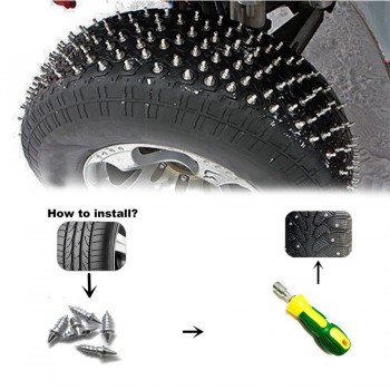 100Pcs Car Wheel Anti Slip Screw Stud Steel Winter Tire Snow Nail Spike Anti-Slip Screws With gift installation tools