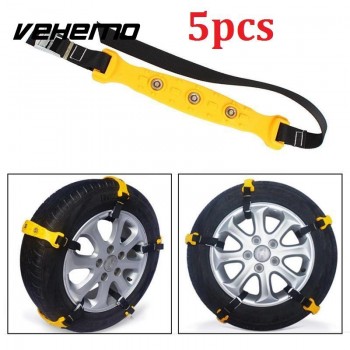 Vehemo 5pcs/set Car Winter Snow Tire Anti-skid Chains Thickened Beef Tendon Vehicles Wheel Antiskid TPU Chain 185-295mm Types