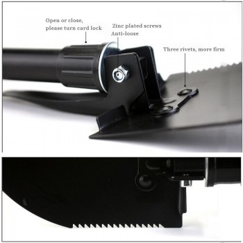 Multifunctional Small Car Outdoor Foldable Shovel Ice Scoop Iron Scraper Emergency Glass Bammer Hoe Crombar 41*10cm