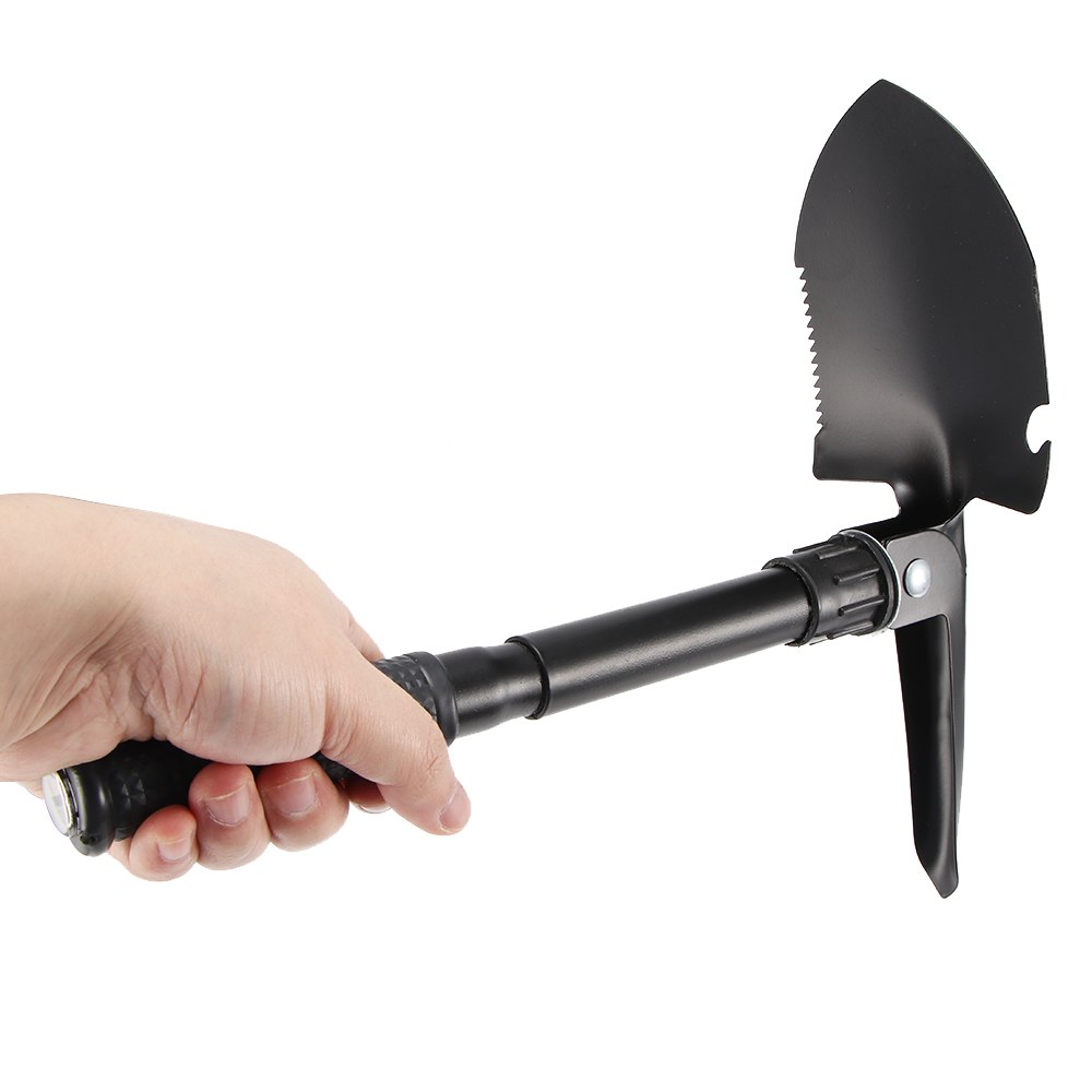 4 in 1 Multifunctional Car Winter Foldable Small Hoe Iron Crowbar Shovel Outdoor Emergency Crowbar Shovel Built-in Compass