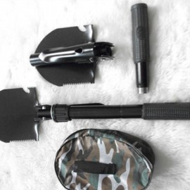 Car Snow Shovel Foldable Mini Camping Outdoor Tool Iron Shovel Shovel Military Squad Camping Four-In-One Multi-Function Folding