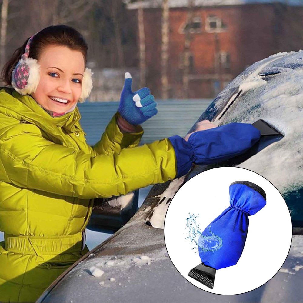Car Vehicle Durable Warm Gloves Scraper Snow Ice Brush Shovel Removal For Winter warm gloves defrost snow shovel 12.8