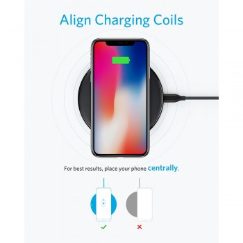 Anker 10W Wireless Charger,Qi-Certified Powerwave Pad Upgraded,7.5W for iPhone,10W Fast-Charging for Galaxy S10/S9/S8/Note 9etc