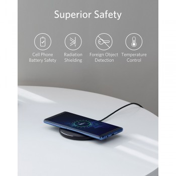 Anker 10W Wireless Charger,Qi-Certified Powerwave Pad Upgraded,7.5W for iPhone,10W Fast-Charging for Galaxy S10/S9/S8/Note 9etc