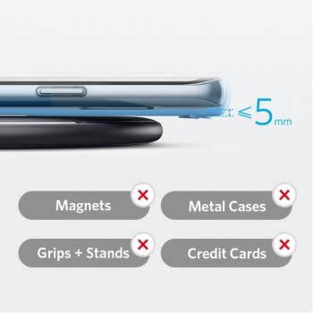 Anker 10W Wireless Charger,Qi-Certified Powerwave Pad Upgraded,7.5W for iPhone,10W Fast-Charging for Galaxy S10/S9/S8/Note 9etc