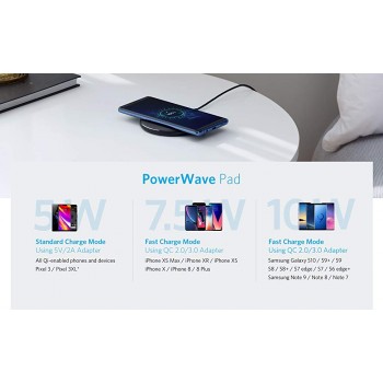 Anker 10W Wireless Charger,Qi-Certified Powerwave Pad Upgraded,7.5W for iPhone,10W Fast-Charging for Galaxy S10/S9/S8/Note 9etc