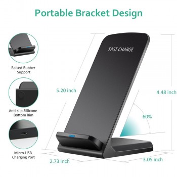 10W Qi Wireless Charger Fast Charging For iPhone 11 8 X XR XS Max Samsung Galaxy S8 S9 S10 Plus S10e Note 9 10 Stand Holder Base