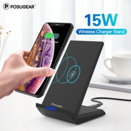 Posugear 15W Qi Wireless Charger Stand For iPhone 8 X XS  Fast Wireless Charging Station Phone Charger For Samsung Xiaomi Huawei