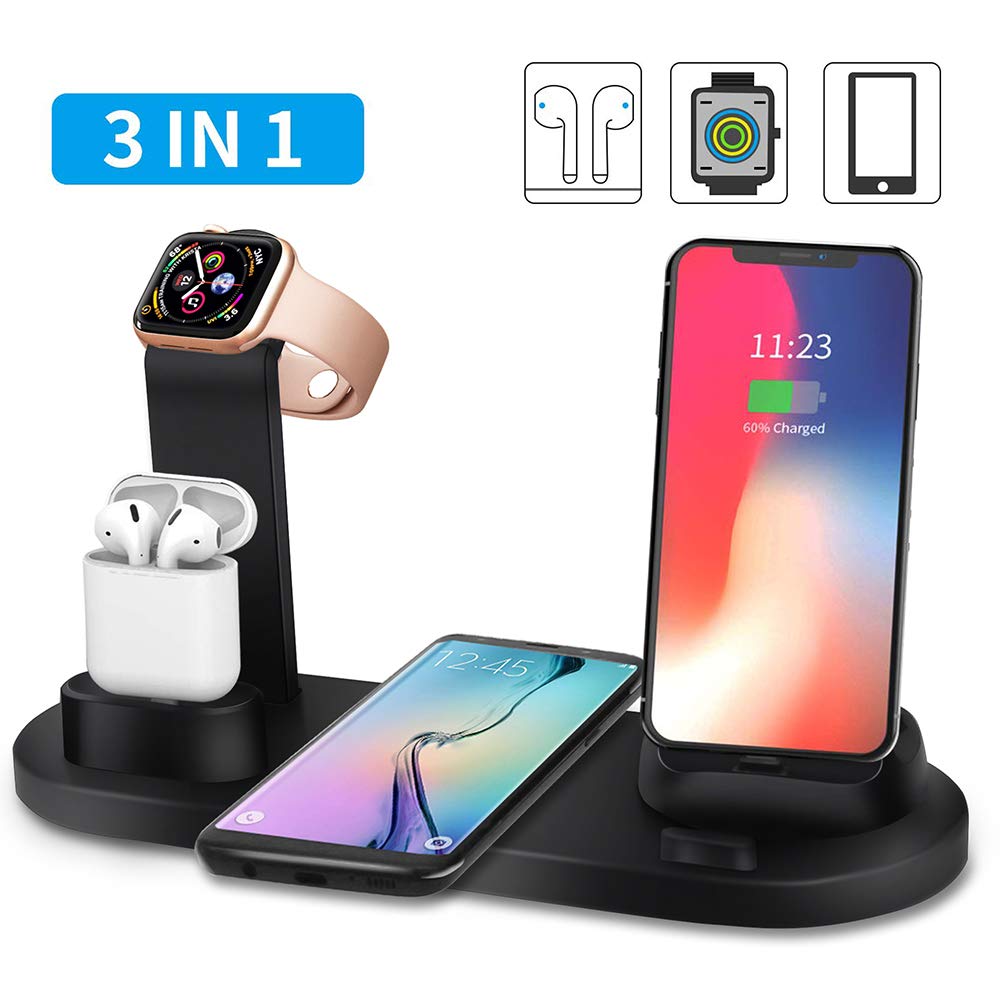 Ascromy Wireless Charger Phone Holder Stand Dock Station For Apple Watch Series 4 3 2 Iphone XS MAX XR 8 Plus X IWatch Airpods